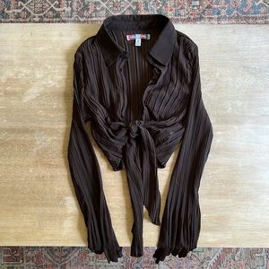 UO Rachel plisse tie front top